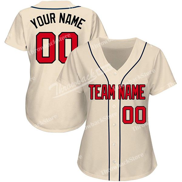 

Custom Women Baseball Jerseys Any Name Any Number Embroidery Beige Jersey High Quality Products Directly Free Shipping