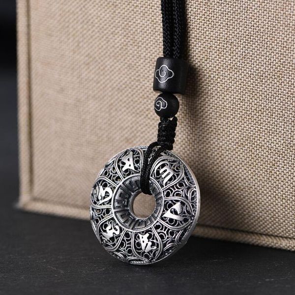 

new 100% 925 silver tibetan six words proverb pendant buddhist om mani padme hum pendant necklace tibetan good luck necklace