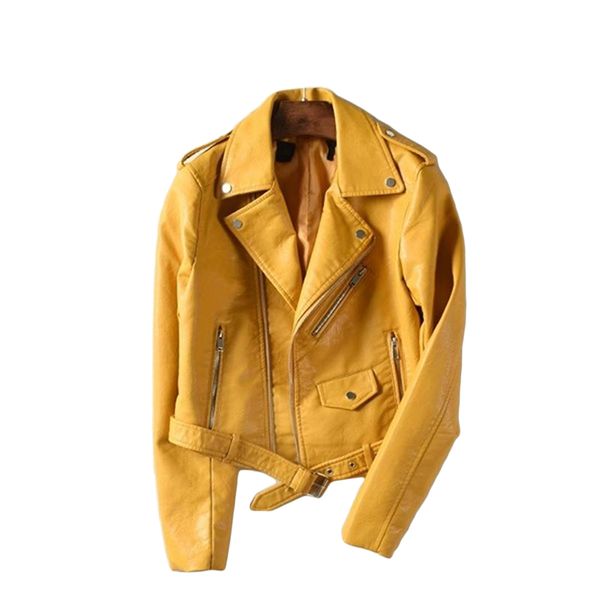 

fashion belt slim leather coats jackets women short zipper faux leather jacket women autumn jacket ladies black leahter jackets