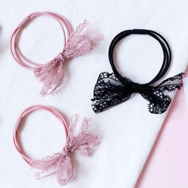 

lnrrabc 1pc/1pc korean fashion lace hair rope three-layer bow mesh manual elastic bandage ponytail girl hair accessories
