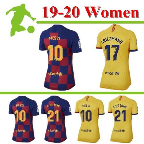 

19 20 barcelona soccer jerseys 10 messi 17 griezmann dembele suarez dembele kits women soccer jerseysnew home away third jersey, Black;yellow