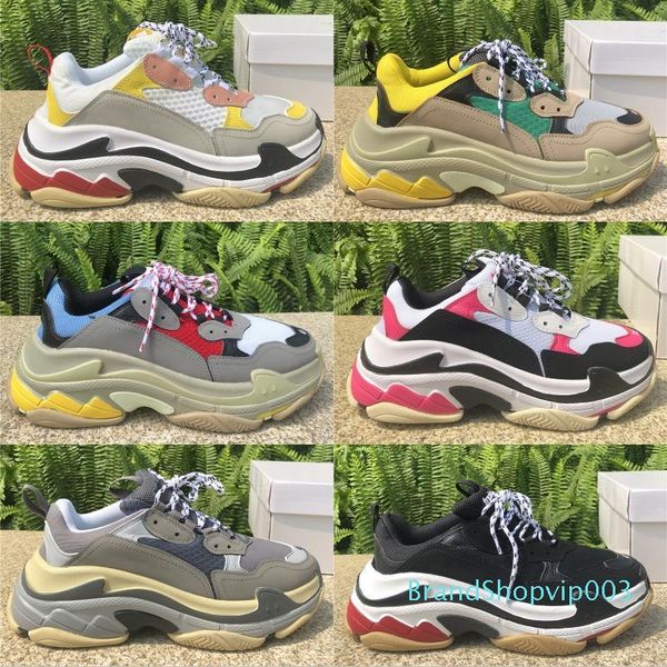 

triple s platform sneakers for men women chaussures paris 17fw triple black cream yellow red casual shoes luxury shoes 35