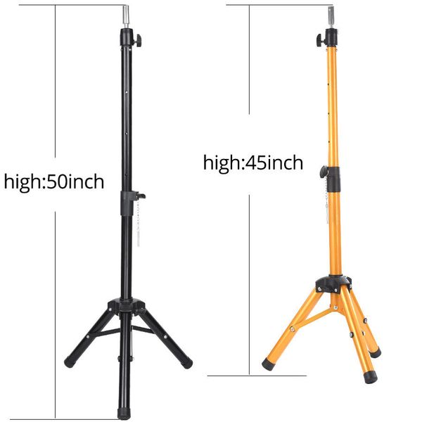 

hair tools adjustable 50inch golden profession tripod stand holder hairdressing training mannequin canvas block head wig salon