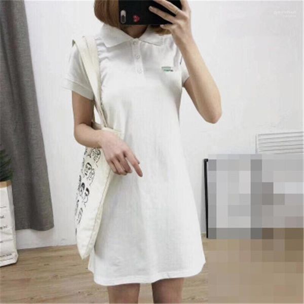 

sleeve loose a line dresses female clothing crocodile print solid womens tshirt dress lapel neck short, Black;gray