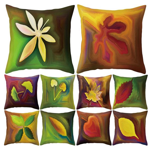 

colorful maple ginkgo pine leaf pillow case cushion cover car cafe office decor