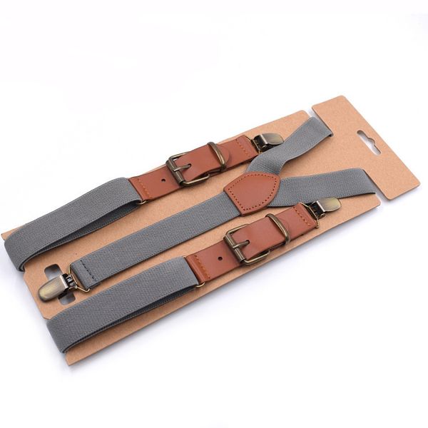 

2019 new monochrome fashion three clip children's strap clip boys and girls sling straps 2.5 spell leather children fashion, Black;white