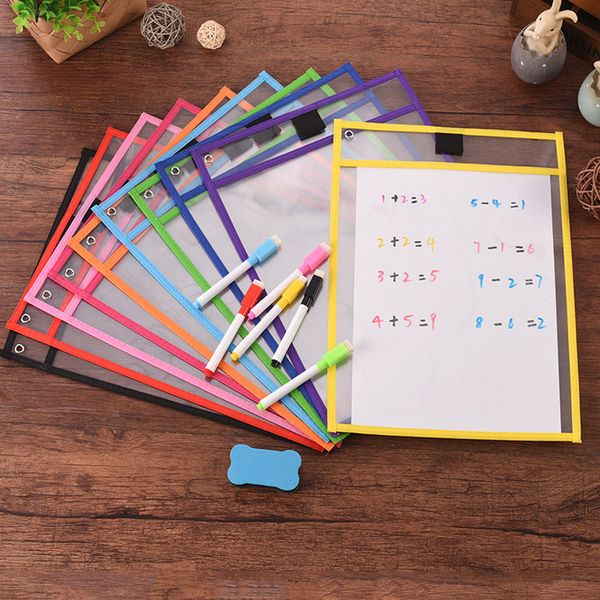 

1set puzzle toys can be reused with pvc transparent dry brush bag pet writing dry wipe bag drawing toy for children adult