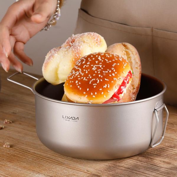 

lixada outdoor stove pot 2100ml titanium stockpot soup pot saucepan home kitchen outdoor camping backpacking