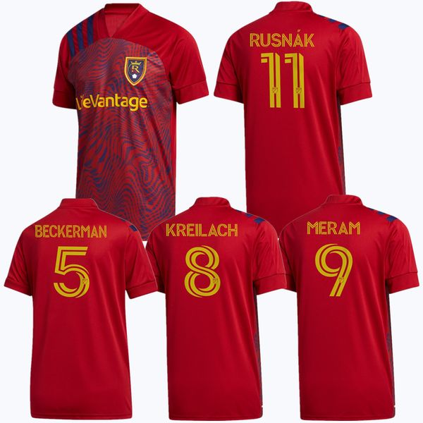 

млс 2020 солт-лейк-сити футбол джерси домой красный руснак мерам футболок для взрослых беккерман крейлах футбольная форма кори берд джерси s, Black;yellow