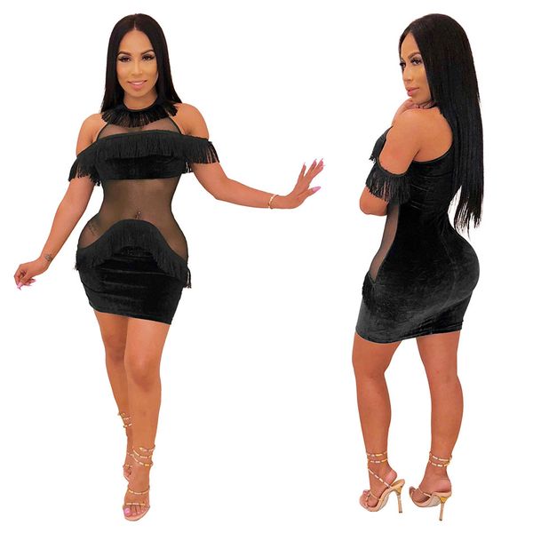 

bodycon dress fashion designer party tassel dress women's perspective mini night club dresses nb-911, Black;gray