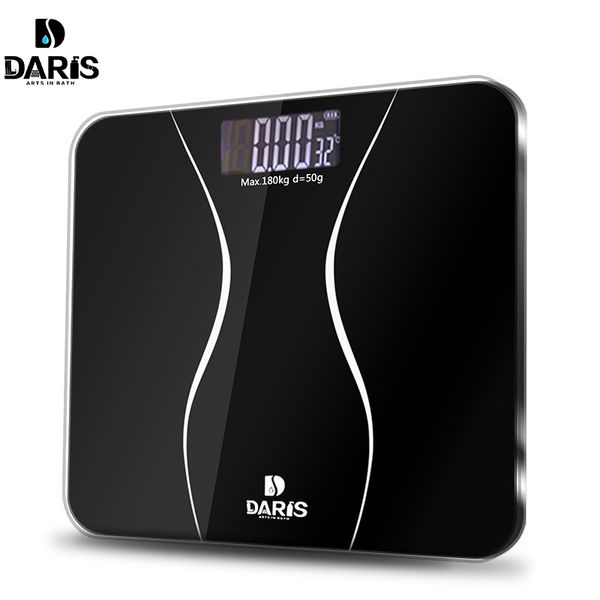 

sdarisb bathroom scales floor body smart electric digital weight health balance scale toughened glass lcd display 180kg/50g d19011702