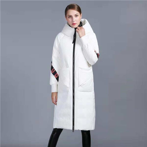 

горячий стиль зима 2018 новых женские пальто 90 белых стеганые европы и америки большого размера длинного рукава летучей толстые вниз куртка, Black