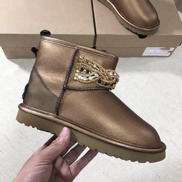 

martin booties australia women boot sandal striped genuine leather designer boots round toes black/golden warmmer shoes est quality