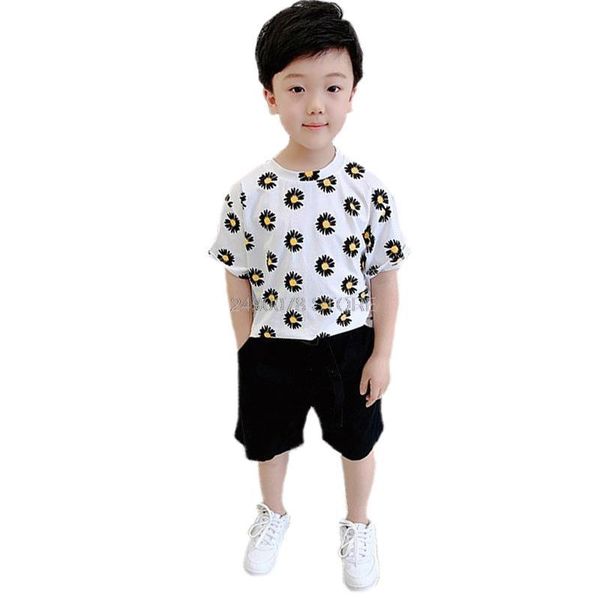 

мальчики summer flower рубашка + шорты 2pcs одежда набор цветов дети формальное день рождения платье школа детский спортивный tracksuit пода, White