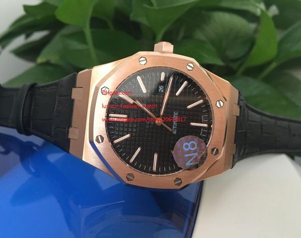 

factory supplier luxury 42mm rose gold automatic movement black dial stainless steel mens men's watch watches, Slivery;brown