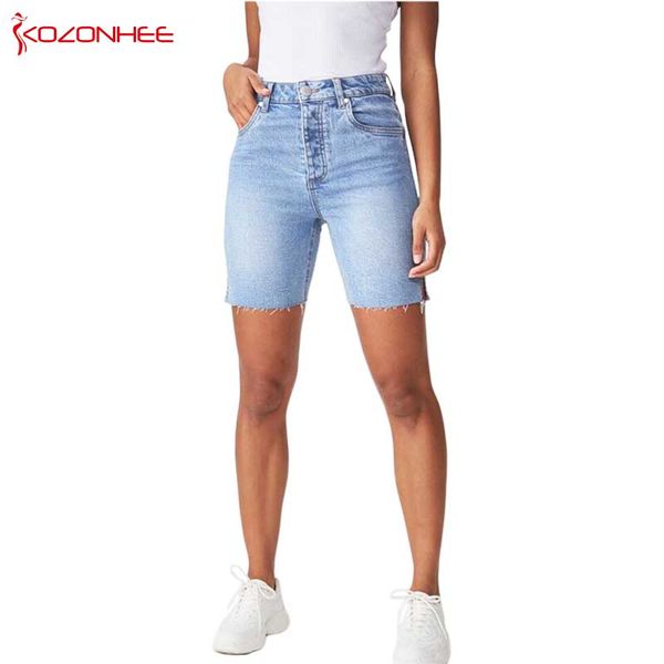 

blue stretch jeans with mid waist for women elasticity knee length pencil jeans pants for female #57