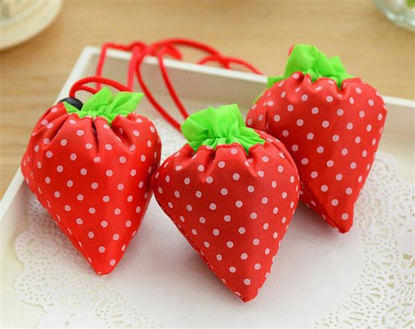 

nylon folding reusable eco grocery tote shopper strawberry storage handbag shopping good helper
