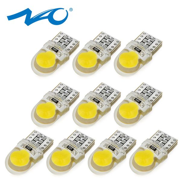 

nao 10x w5w led bulb t10 led lamp car lights cob drl smd 12v white 3000k yellow 194 168 clearance lights reading interior lamp