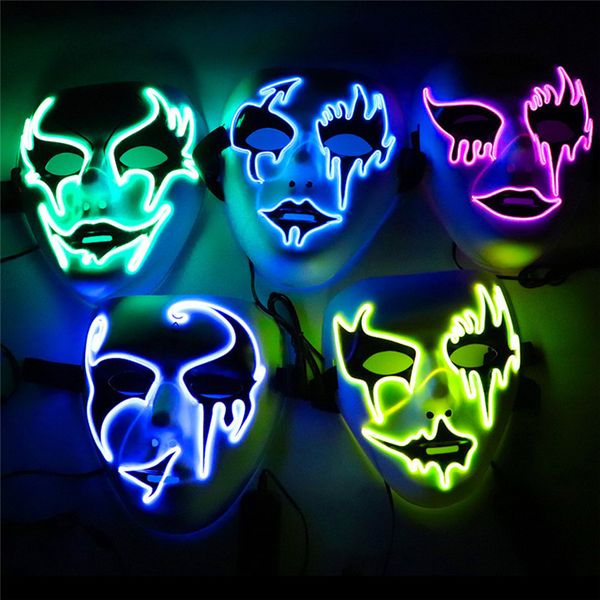 

halloween masquerade mask led neon mask party cosplay mascara scary glowing mask