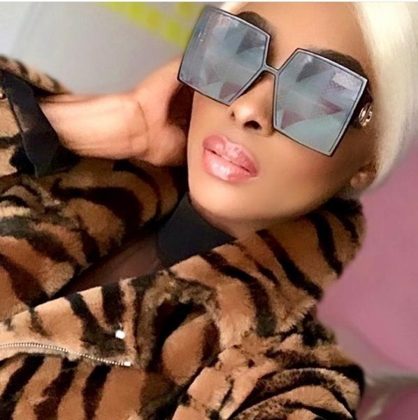 

new black oversized square sunglasses women summer travel trendy style sun glasses vintage female shadesoculos de sol, White;black