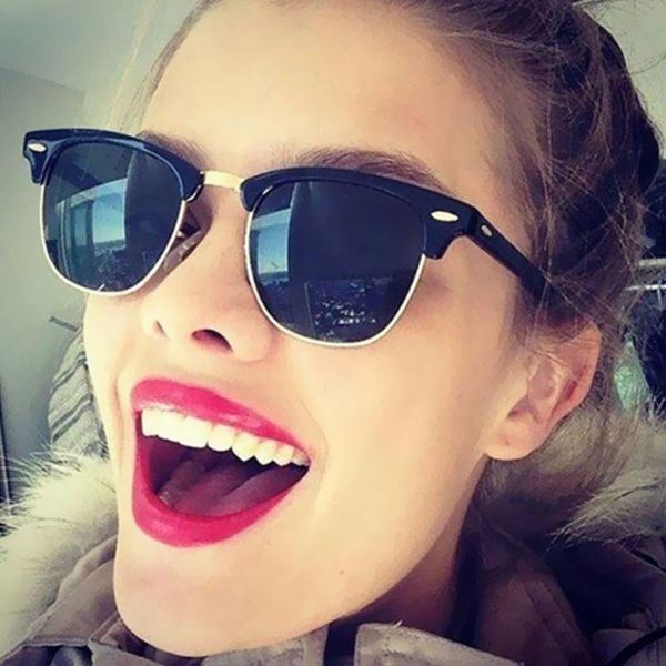 

classic half metal sunglasses women men brand designer vintage square rivet sun glasses fashion gafas oculos de sol uv400 zujdu
