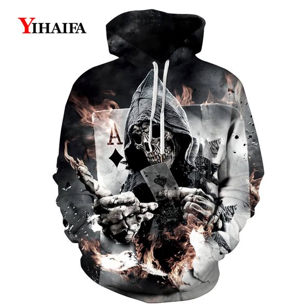 

joker poker 3d printed hoodies women men harajuku fashion sweatshirts casual streetwear halloween hip hop hoodie, Black