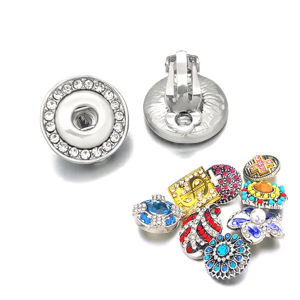 

fashion 024 crystal rhinestones heart 12mm snap button earring women charms white k plated design earrings jewelry women gift, Silver