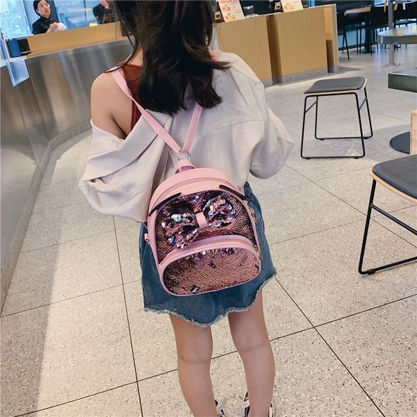 

bow art sequins parent-child small backpack new joker children's shoulder bag