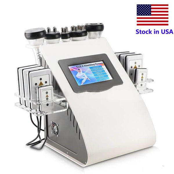 Estoque nos EUA Slimming 6 em 1 40K Cavitação de lipoasímica ultrassônica 8 Pads A vácuo a laser RF Skin Care Salon Spa Beauty Equipment Machine