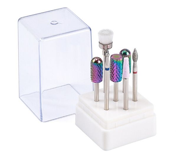 

nail drill bits set 7pcs blue color tungsten carbide acrylic nail file drill bit manicure pedicure