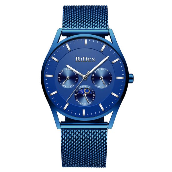 

2019 clock relogio masculino fashion blue rose gold black watch men quartz men's wristwatches multifunctional watches men, Slivery;brown