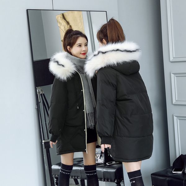 

new 2019 winter warm coat padded short female slim thin jackets women's thick cotton jacket clothing, Black