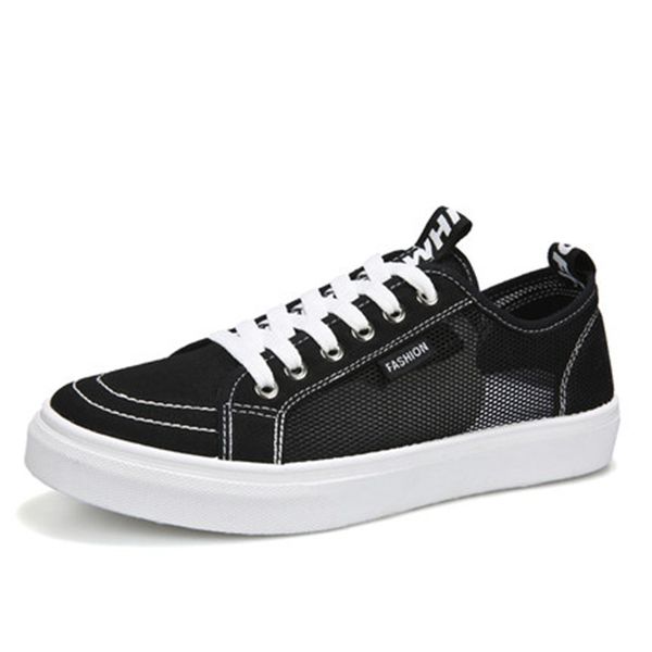 

men's mesh small white shoes 2019 new fashion wild comfortable breathable casual shoes with, Black