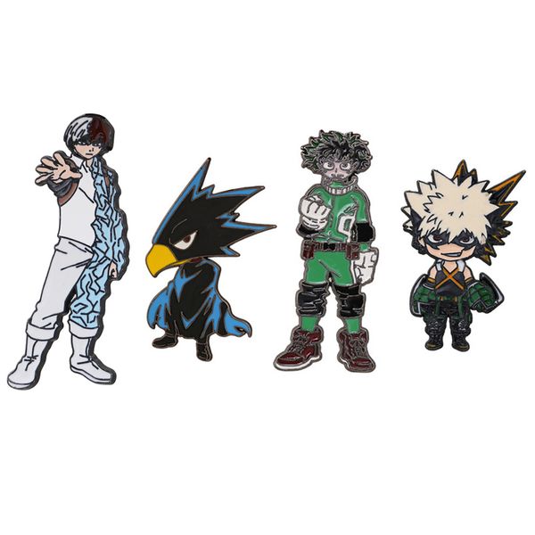 

anime my hero academy brooches pin badge accessories midoriya izuku todoroki s for clothes lapel hat men shirt coat jewelry, Gray