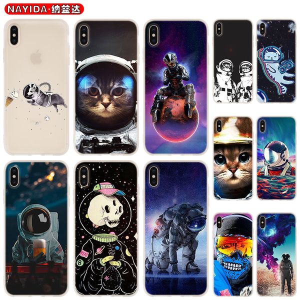 

soft phone case for iphone 11 pro x xr xs max 8 7 6 6s 6plus 5s s10 s11 note 10 plus huawei p30 xiaomi cover cat astronaut dog space moon