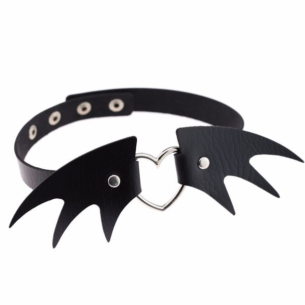 

kmvexo collar punk heart gothic goth choker necklace harajuku lovely pu leather neck buckle rivet necklaces jewelry for women, Golden;silver