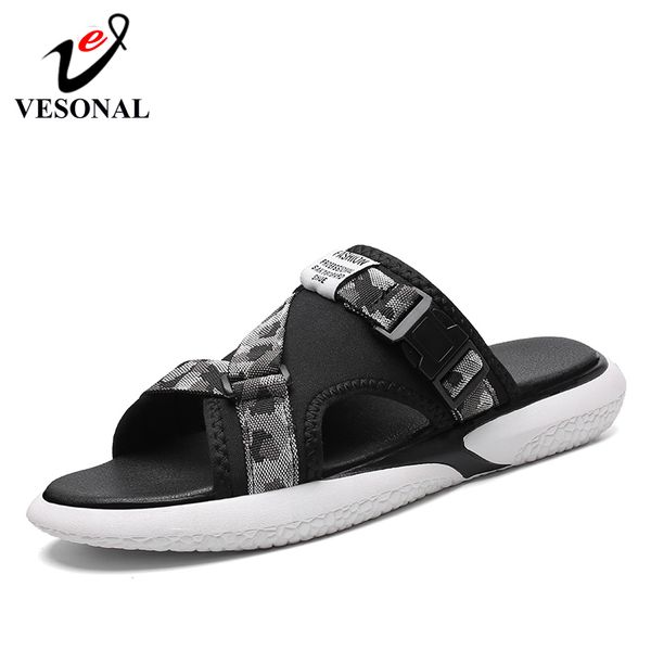 

vesonal casual men shoes for 2020 new summer fashion trend popular flats footwear walking slippers high quality, Black