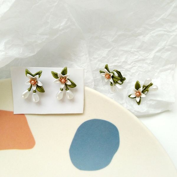 

sweet temperament lady charm lily clip earrings simple beautiful floral earrings korean fashion girl women's jewelry accessories, Silver
