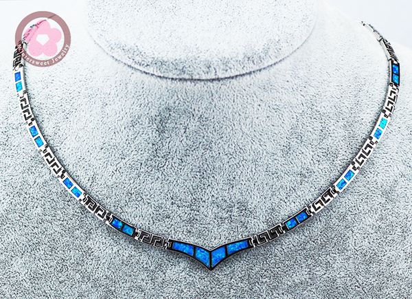 

jzn0004 elegant torques blue opal gem silver necklace new trendy necklace for women fine jewelry jewelry gift for girls