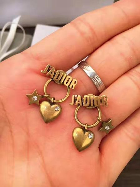 

Luxury de igner tud women earring brand peach heart letter ear tud men earring gold ilver jewelry acce orie fa hion gift for girl