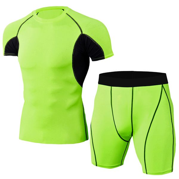 

running clothes for men jogging suits workout sport tracksuit fitness sports clothing joggers set t-shirt shorts sportswear, Black;blue