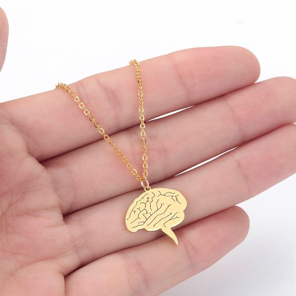 

stainless steel necklace gold brain pendant & necklaces for doctors female jewelery custom neurologist and neurosurgeons gift, Silver