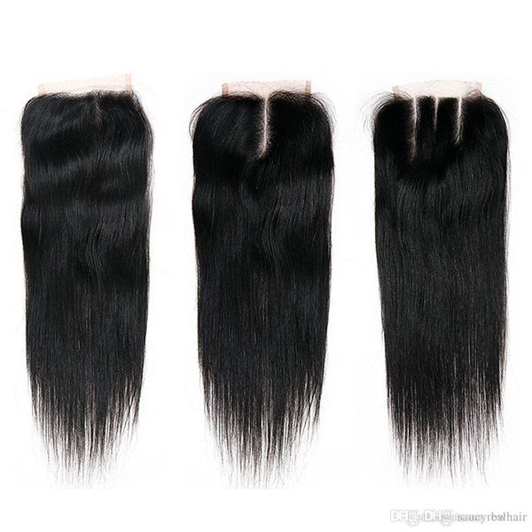 Cabelo humano virgem brasileiro 44 fecho de renda com extensões de cabelo de bebê cor natural 3 pcs um lote livre