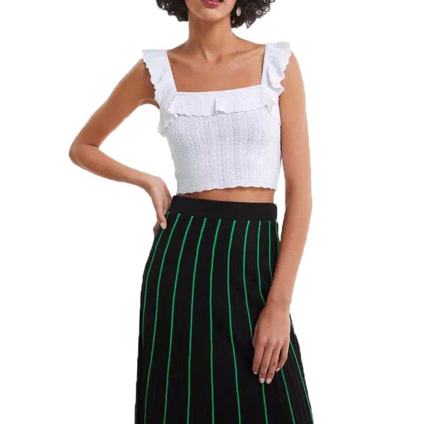 

summer casual knitted crop off shoulder women clothes 2019 ruffles halter, White