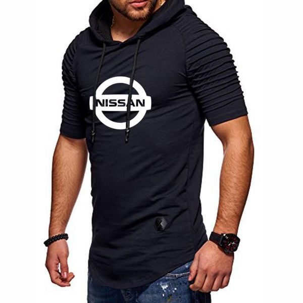

the new summer men's folds short sleeve nissan car logo printing casual short sleeve round neck cotton men's, White;black