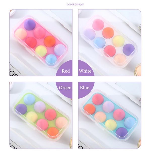 

empty beauty makeup sponge puff holder stand storage box portable face powder cosmetic round plastic egg puff case 4 colors