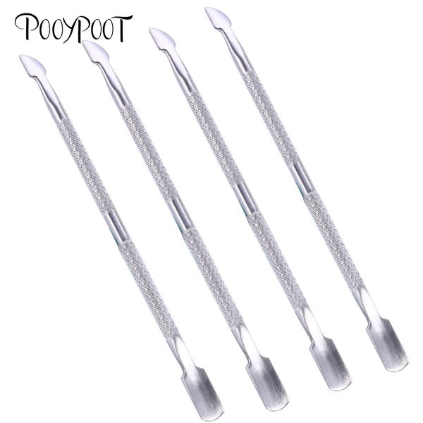 

pooypoot 4pcs nail cuticle pusher stainless steel 2 way cuticle spoon pusher finger dead skin remover nail art manicure tools