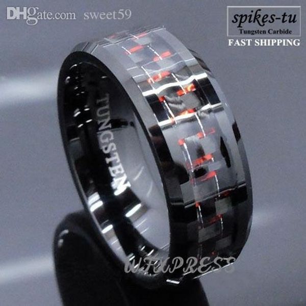 Wholesale Mens Tungsten Ring With Carbon Fiber 8mm Black And Red Wedding Band Men Bridal Sets Emerald Engagement Rings From Greenparty 20 14 Dhgate Com