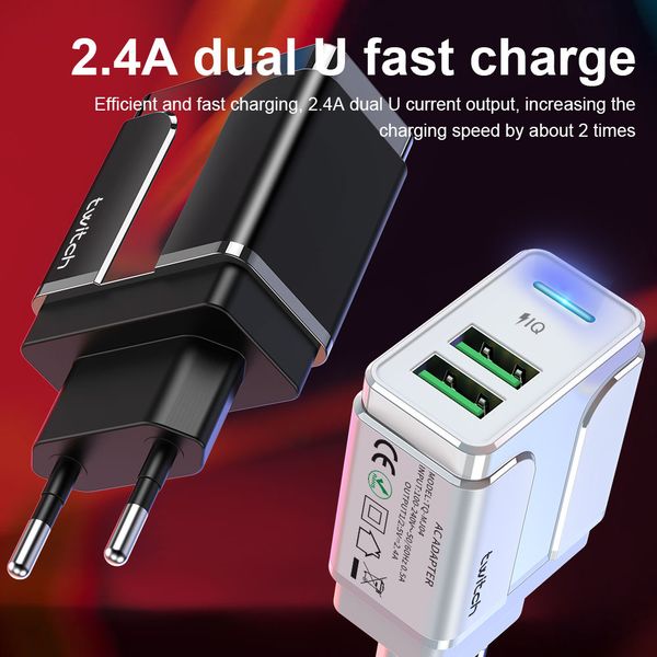 

5v / 2.4a двухпортовый usb зарядное устройство для зарядки подключи глава высокого качества универсальный моды быстрое зарядное устройство д