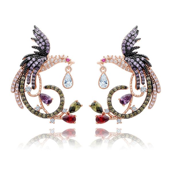 

роскошный дизайнер Циркон серьги падения китайский Феникс изящных ювелирных изд